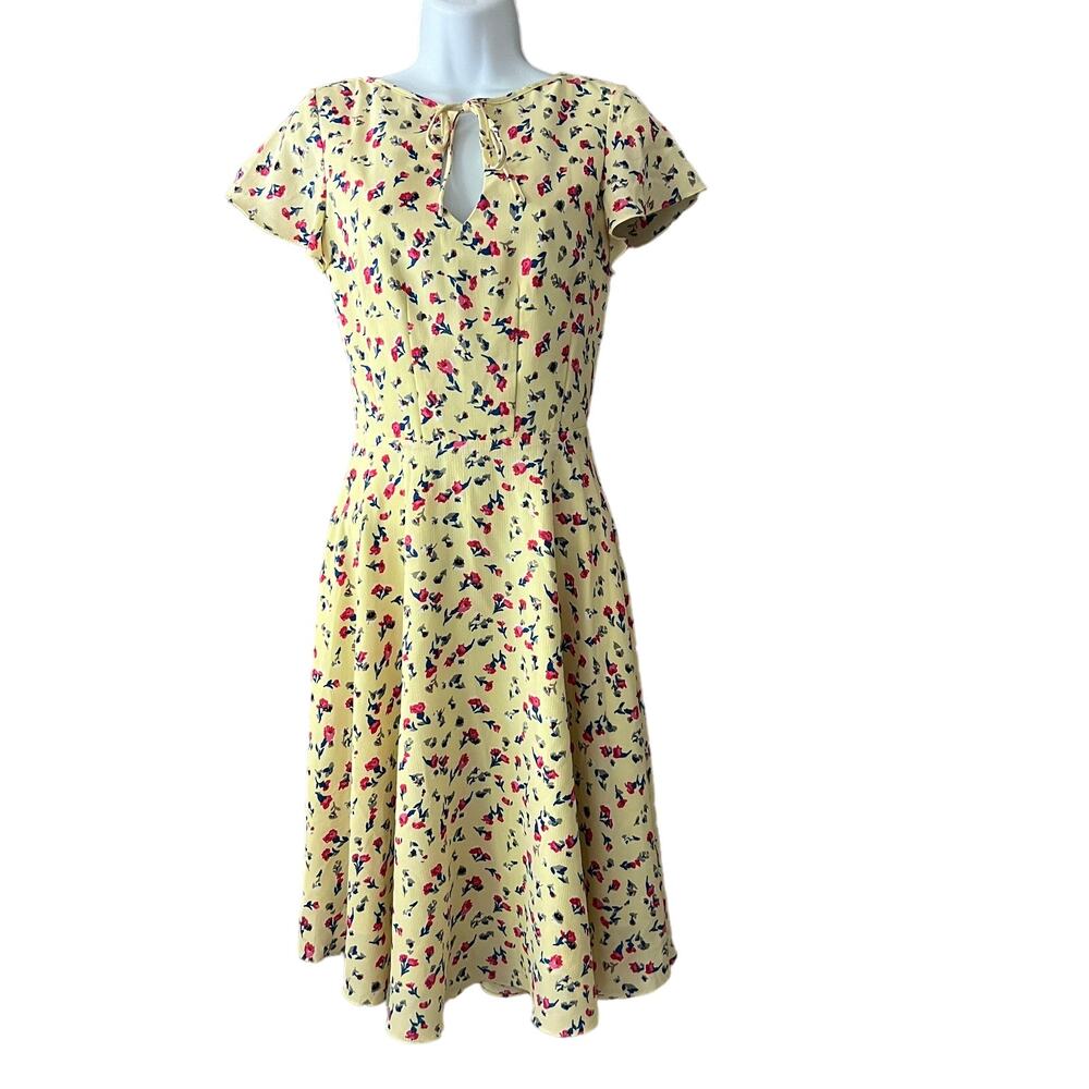 Unique Vintage 1940s Retro Cottagecore Yellow Floral Formosa Dress Sz XS